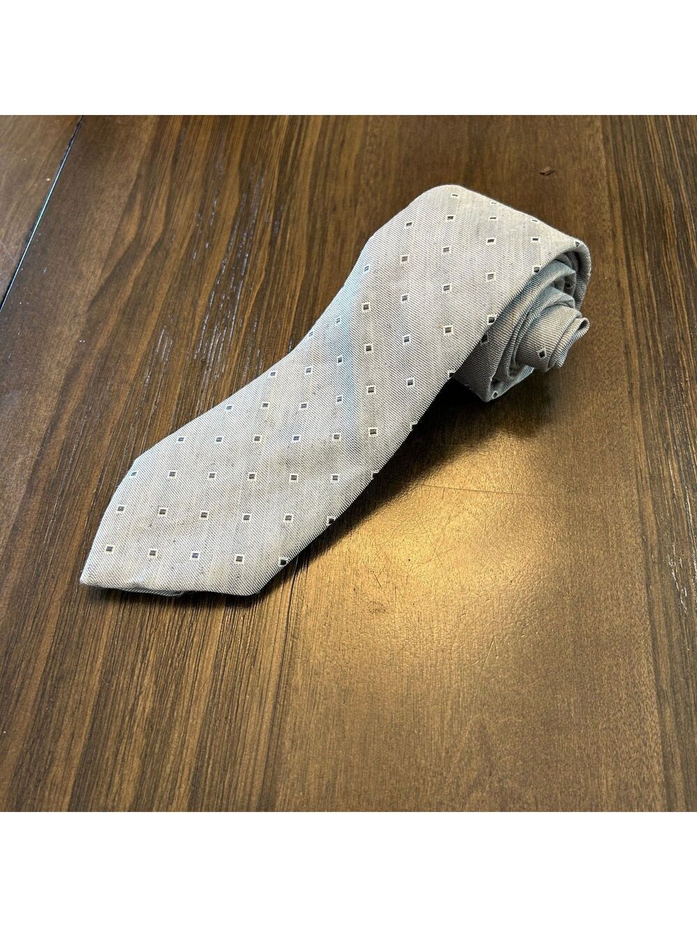 Classic John Lewis 30% Silk Dot Print Preppy Necktie Tie Silver Gray